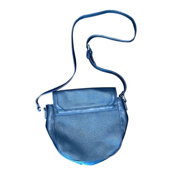 Sole Society Nordstrom Vegan Leather Flap Front Crossbody Saddle Bag Purse Blue - Picture 3 of 5